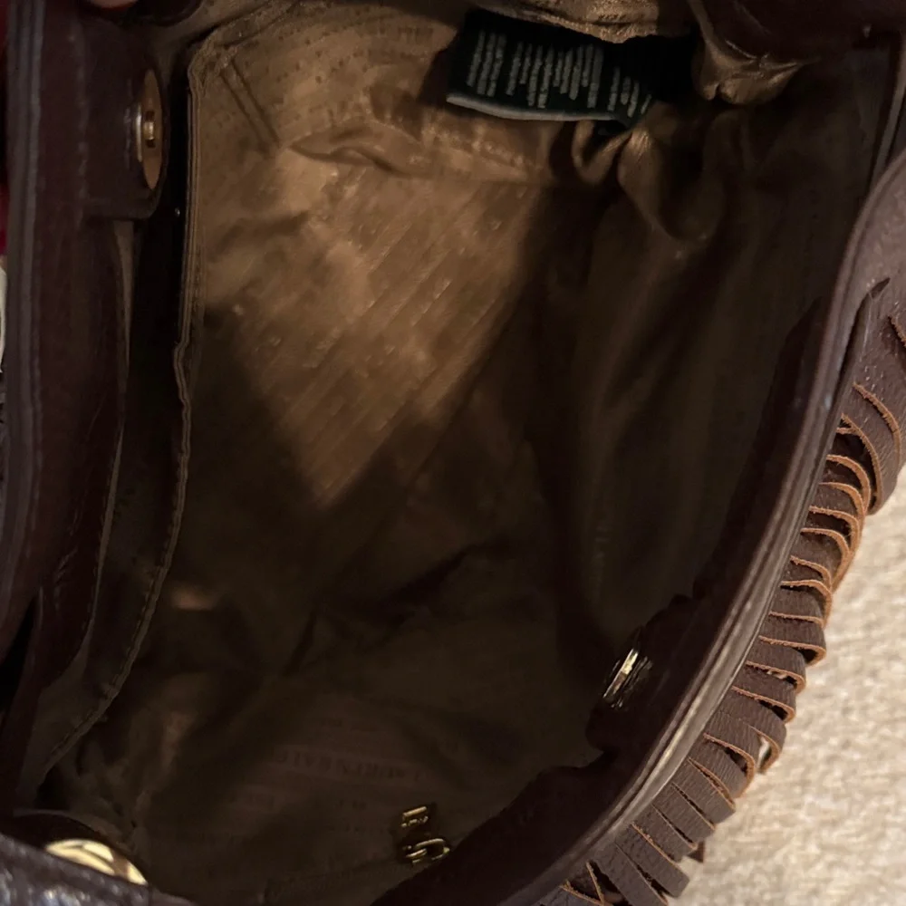 Ralph Lauren - Western Chic Brown Fringe Leather Bucket Bag - Picture 8 of 9